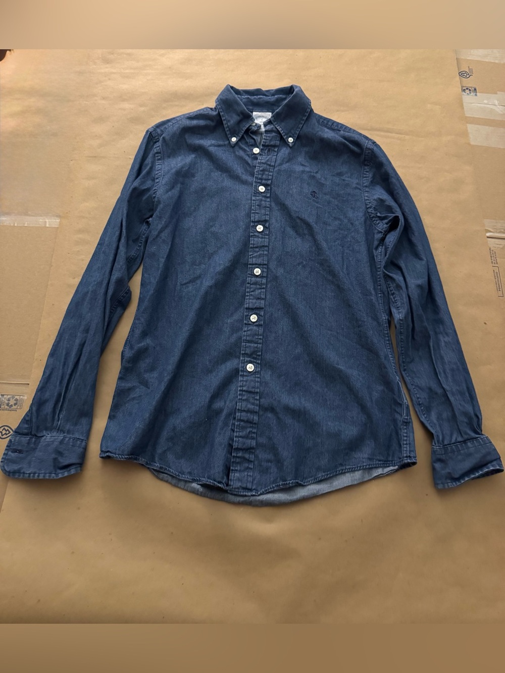 Brooks Brothers Regent Shirt Denim Blue Small Long Sleeve 100% Cotton Luxury